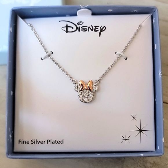 NIB DISNEY MINNIE MOUSE ROSE GOLD &  SILVER NECKLACE - Picture 2 of 4